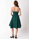 Unique Vintage 1950s Style Emerald Green Stretch Sleeved Devon Swing Dress K0025